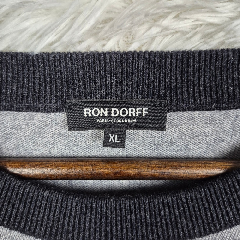 Ron Dorff Mens XL Raglan Knit Sweater Grey Cotton Wool Blend Quiet Luxury - Picture 5 of 9